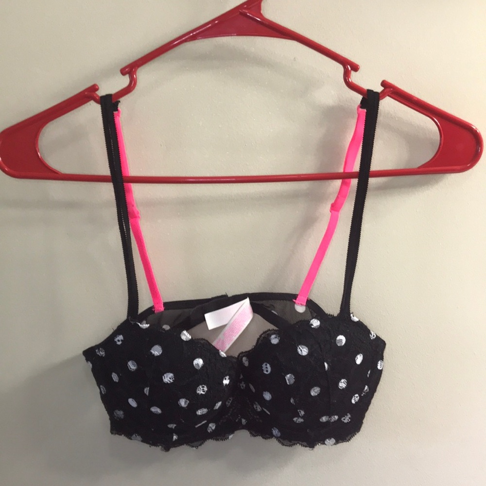 Black and White Polka Dot VS/PINK Bra